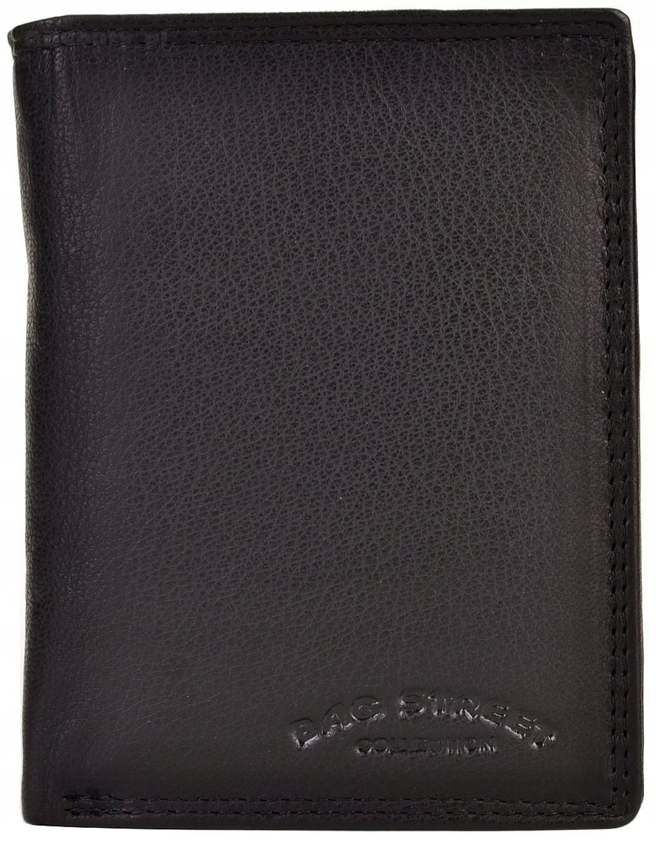 CZARNY Portfel Męski SKÓRZANY Pionowy Młodzieżowy SKÓRA Bag Street PODŁUŻNY