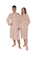 Szlafroki damskie - Beżowy Szlafrok Waflowy Pike Kimono Rozmiar M - miniaturka - grafika 1