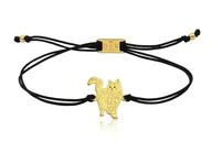 Bransoletki - Bransoletka z kotem norweskim złotym na sznurku - miniaturka - grafika 1