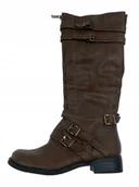 Kozaki damskie - Brązowe kozaki płaskie TwoLips 36 - miniaturka - grafika 1