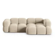 Narożniki - Beżowy aksamitny narożnik (prawostronny/z szezlongiem) Loretto – Cosmopolitan Design - miniaturka - grafika 1