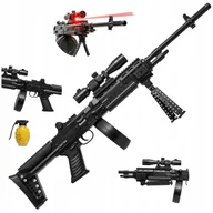 Zabawki militarne - Karabin Na Kulki Plastikowe Pistolet Snajperski Szturmowy Magazynek Bębnowy - miniaturka - grafika 1