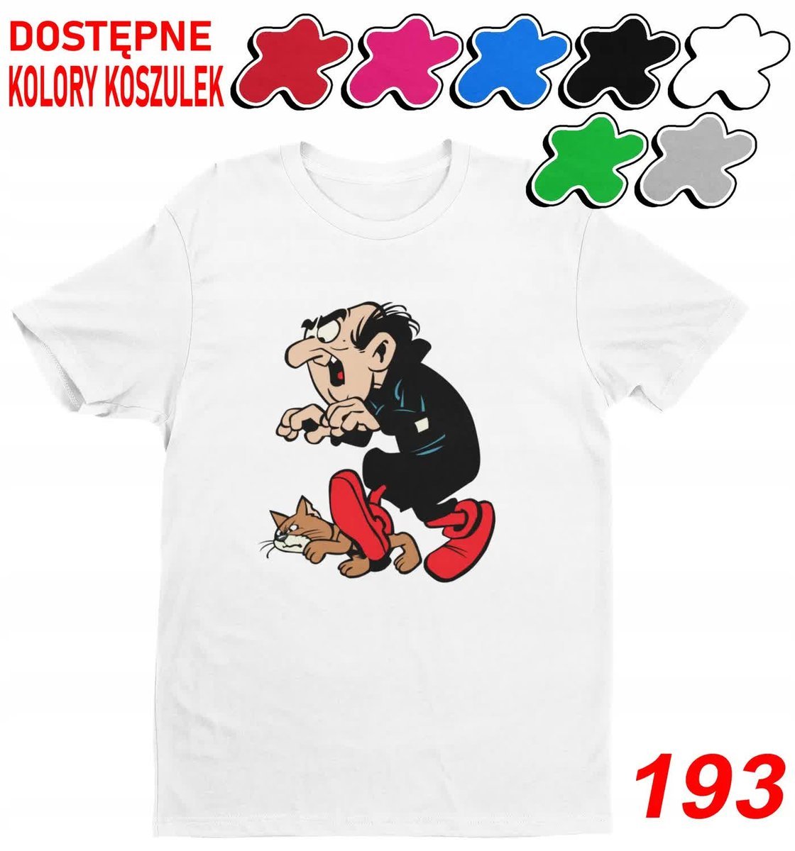 Dziecięca Koszulka T-Shirt Z Nadrukie Duży Wybór Gargamel Klakier-M 134-140