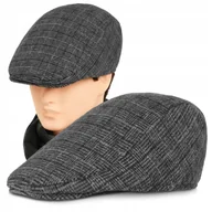 Czapki męskie - Kaszkiet Męski Zimowy Ocieplany Elegancka Czapka w Kratkę z Wełną - miniaturka - grafika 1