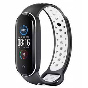 Opaska pasek perforowany do Xiaomi Mi Band 5/6 "Czarno-biały" - Akcesoria do smartwatchy - miniaturka - grafika 1