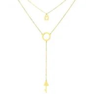 Naszyjniki - Złoty naszyjnik z kluczykiem, kłódką i kółeczkiem, symbol karmy - Manoki - miniaturka - grafika 1