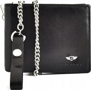 Peterson Czarny, skórzany portfel męski z łańcuchem Peterson NoSize - Portfele - miniaturka - grafika 1