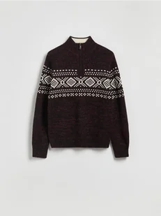 Reserved - Sweter z golfem - bordowy - Swetry męskie - miniaturka - grafika 1