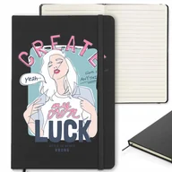 Notesy i bloczki - CZARNY NOTES 120 stron Z Gumką Zakładką CREATE LUCK Ciekawe Wzory - miniaturka - grafika 1