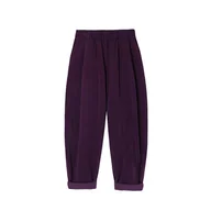 Spodnie sportowe damskie - Kordia - Fioletowe spodnie z drobnego sztruksu - miniaturka - grafika 1