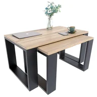 Ławy i stoliki kawowe - Komplet Stolików Czarny Kawowych Dąb Sonoma + Z0-L05 - miniaturka - grafika 1