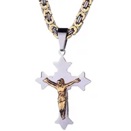 Naszyjniki męskie - Naszyjnik męski Loyal Cross - złoty/srebrny KP32537 - miniaturka - grafika 1