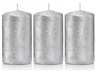 Świece - Świece ozdobne srebrne walec kokon 10/6 zestaw 3 - miniaturka - grafika 1
