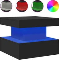 Ławy i stoliki kawowe - vidaXL Stolik kawowy z oświetleniem LED czarny 50x50x40 cm - miniaturka - grafika 1