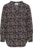 Bluzki damskie - FENIA Damska bluzka koszulowa 10121948-FE02, czarna wielokolorowa, L, czarny wielokolorowy, L - miniaturka - grafika 1