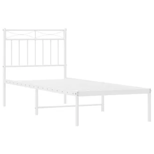 Metalowa rama łóżka z wezgłowiem, biała, 75x190 cm Lumarko! - Łóżka - miniaturka - grafika 3