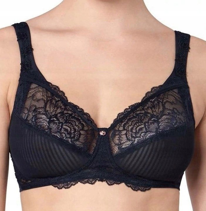 Triumph biustonosz czarny Peony Florale N koronkowy miękki bez fiszbin 80B