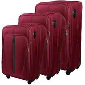 Walizki - Zestaw 3 Walizek Miękkich z Codury (XL+M+S) Czerwony - miniaturka - grafika 1