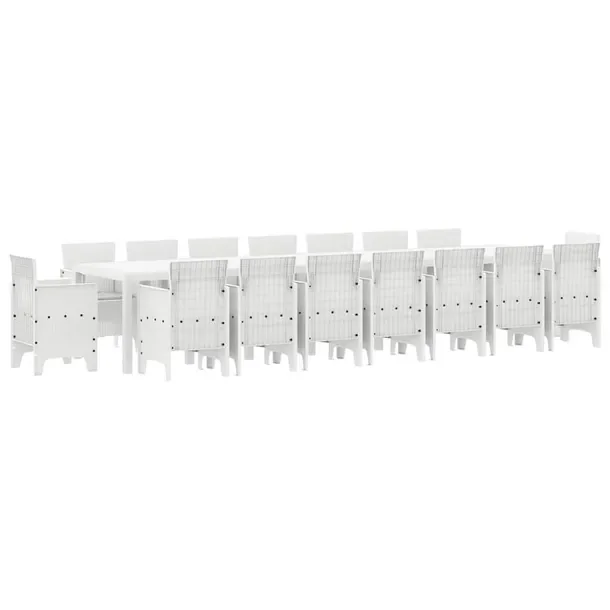 Zestaw Jadalniany do Ogrodu z Poli Rattanu, Biały, 400x100x73 cm