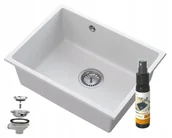 Zlewozmywaki - Granitan Manado Biały Podblatowy Zlew Chrom Podwieszany 60 - miniaturka - grafika 1