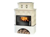 Piece wolnostojące - ABX Piecyk kaflowy Karelie biały cokół - Piaskowy - miniaturka - grafika 1