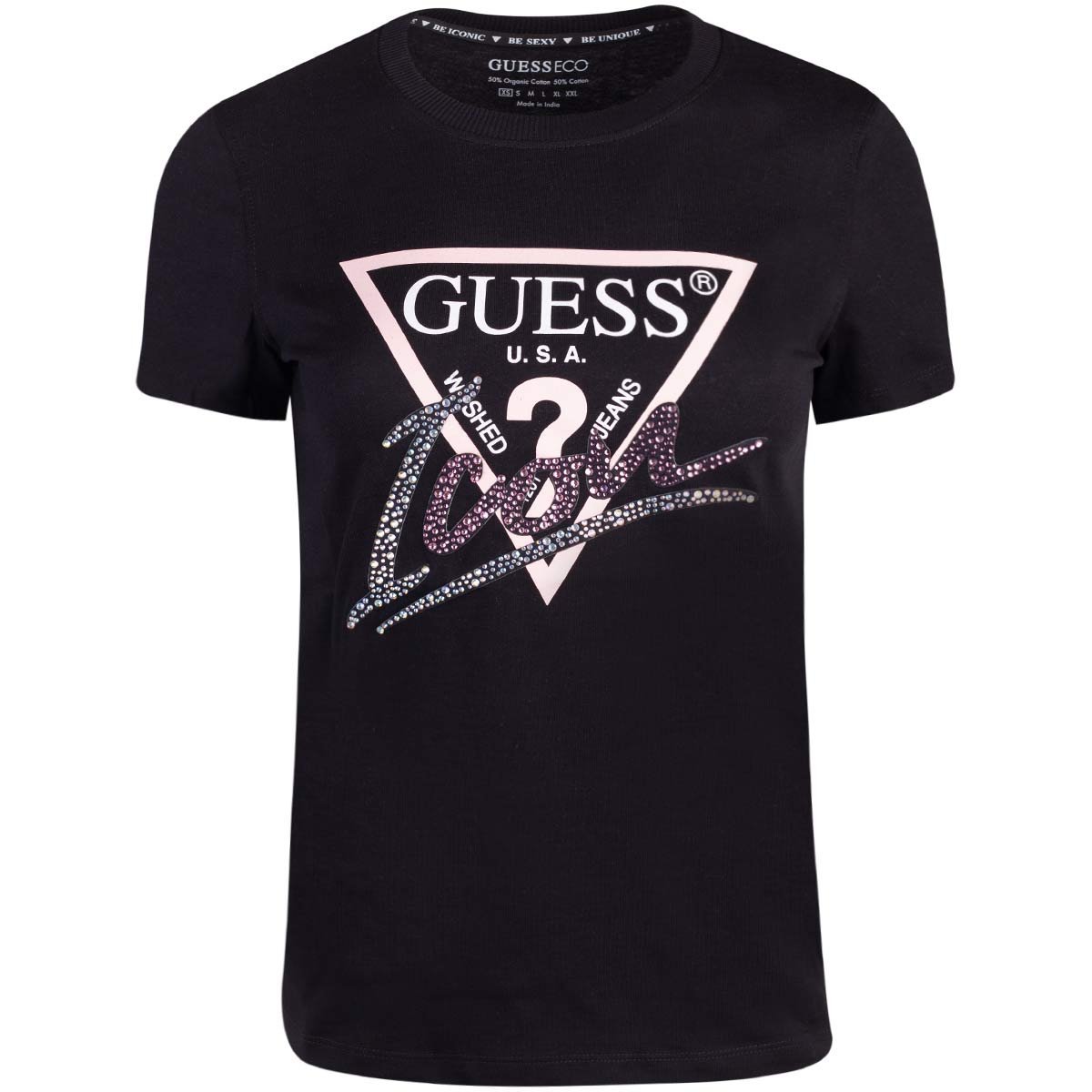 Guess Koszulka Damska T-Shirt Ss Cn Icon Tee Czarna R.Xs
