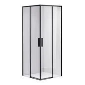 Kabiny prysznicowe - Czarna kabina prysznicowa kwadratowa Super Slim Nova 90x90 drzwi rozsuwane - miniaturka - grafika 1