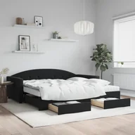 Sofy i kanapy - vidaXL Sofa rozsuwana z szufladami, czarna, 100x200 cm, aksamit - miniaturka - grafika 1