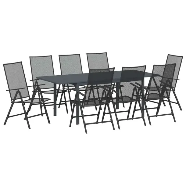 Regulowany zestaw jadalny, 9 elementów, metal, czarny, matowy