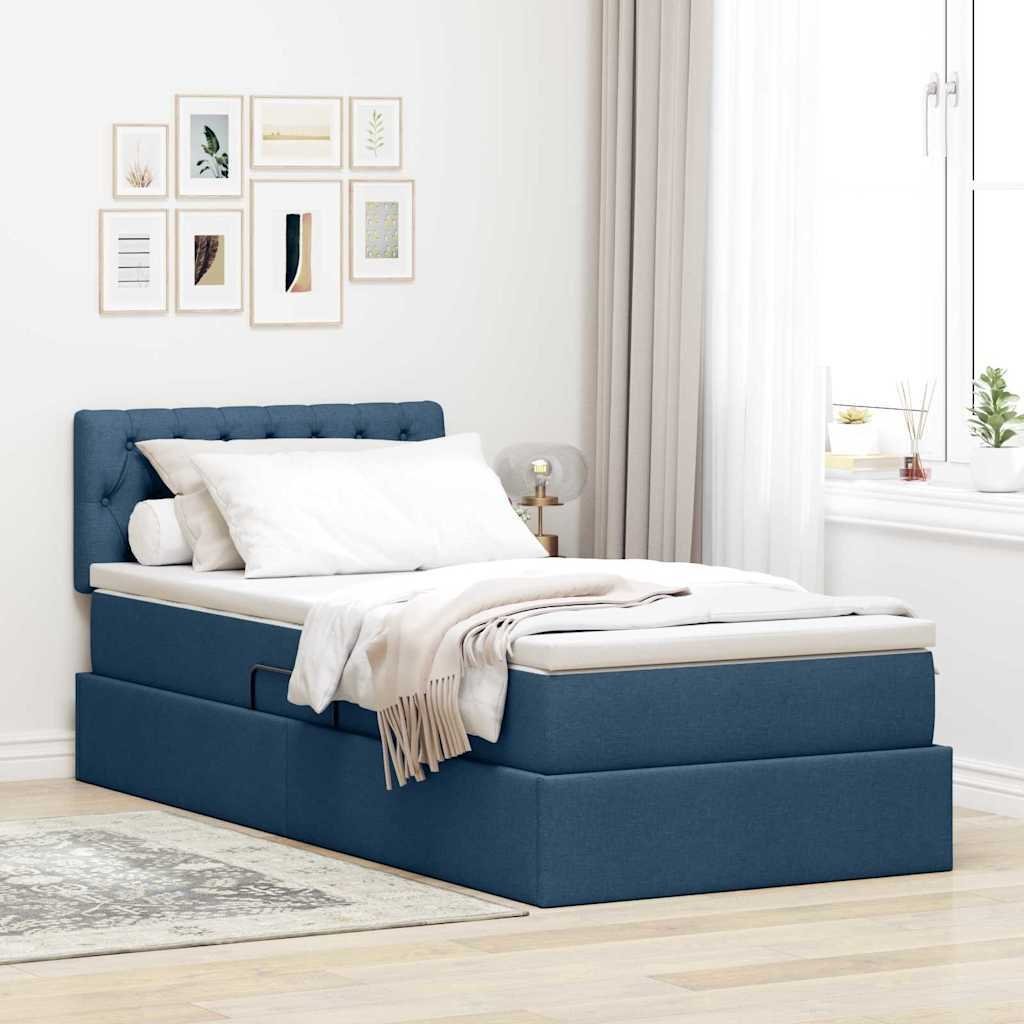 vidaXL Łóżko z miejscem na przechowywanie i LED Niebieski 90 x 190 cm
