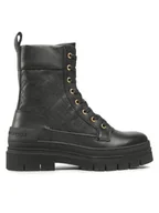 Botki damskie - Tommy Hilfiger Trapery Lace Up Zip Boot Monogram FW0FW06849 Czarny - miniaturka - grafika 1