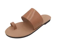Klapki i japonki damskie - Beżowe klapki damskie w kolorze skóry z skóry naturalnej SANDINISTA S4151A [Rozmiar: 40] - miniaturka - grafika 1