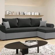 Sofy i kanapy - Kanapa narożna dwustronna rozkładana z czarno-szarą tapicerką - LIERNO - miniaturka - grafika 1