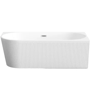 Wanna wolnostojąca przyścienna ryflowana, prawostronna, z syfonem srebrny - Wanny - miniaturka - grafika 1