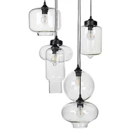Lampy sufitowe - Lampa wisząca szklana 6-punktowa przezroczysta BEMBOKA - miniaturka - grafika 1