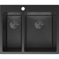 Zlewozmywaki - Mexen Flexo zlewozmywak stalowy 1,5-komorowy 610 x 510 mm, czarny HC - 6446611500-70HC - miniaturka - grafika 1
