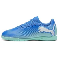 Buty dla dziewczynek - PUMA Dziecięce buty piłkarskie Future 7 Play It Jr unisex, Hyperlink Blue Mint PUMA White, 32 EU - miniaturka - grafika 1