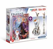 Puzzle - Clementoni Puzzle 104 elementy +3D Model Frozen 2 - miniaturka - grafika 1