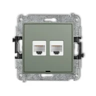 Gniazdka elektryczne - Karlik Gniazdo komputerowe 2xRJ45, kat. 5e MINI - szałwiowy - miniaturka - grafika 1