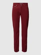 Spodnie męskie - Spodnie o kroju slim fit w jednolitym kolorze - miniaturka - grafika 1