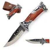 Noże - Nóż Myśliwski Turystyczny Składany Grawerowany Pokrowiec 23Cm - miniaturka - grafika 1