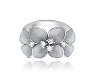Pierścionki - MINET Kwiecisty pierścien srebrny FLOWERS z białymi cyrkoniami wielkość 11 - miniaturka - grafika 1