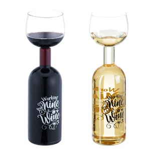 butelka wina relaxdays z kieliszkiem 750 ml - Butelki termiczne - miniaturka - grafika 1