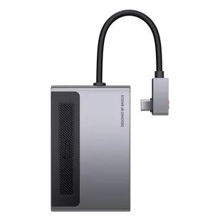 Baseus 6w1 wielofunkcyjny HUB z włącznikiem USB Typ C - USB Typ C Power Delivery 100 W / HDMI 4K 60 Hz / czytnik kart SD i microSD / USB 3.2 Gen 1 / 3,5 mm mini jack szary (CAHUB-DA0G) CAHUB-DA0G - Huby USB - miniaturka - grafika 1