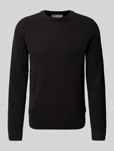 Sweter z dzianiny o kroju regular fit z mieszanki bawełny z fakturowanym wzorem - Swetry męskie - miniaturka - grafika 1