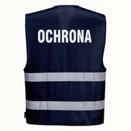 Odzież robocza - Kamizelka odblaskowa PORTWEST S/M- granatowa z nadrukiem OCHRONA - miniaturka - grafika 1