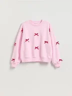 Bluzy damskie - Reserved - Bluza z kokardkami - różowy - miniaturka - grafika 1