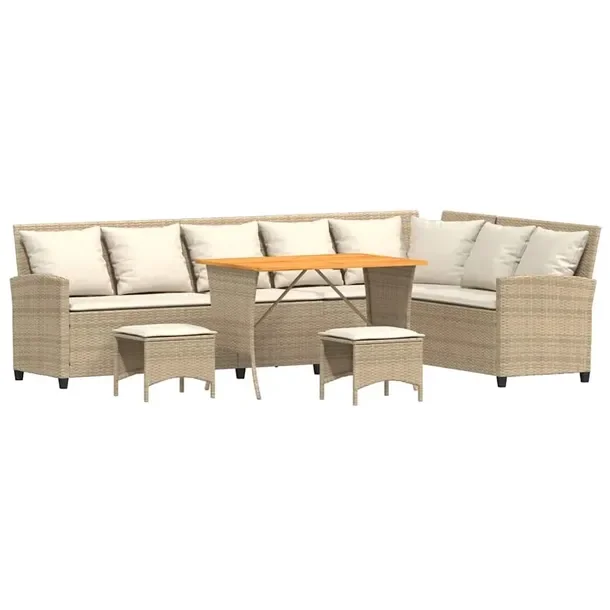 Zestaw ogrodowy L beżowy - rattan PE, 269 x 181 x 87,5 cm