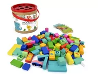 Sortery dla dzieci - Klocki drewniane kolorowe 100 elementów z sorterem Pro Kids - miniaturka - grafika 1