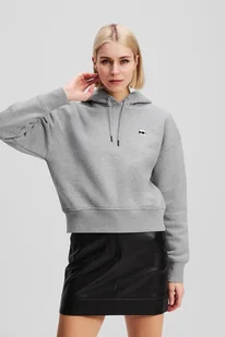 Karl Lagerfeld bluza bawełniana IKON damska kolor szary z kapturem melanżowa A3W20053 - Bluzy damskie - miniaturka - grafika 1